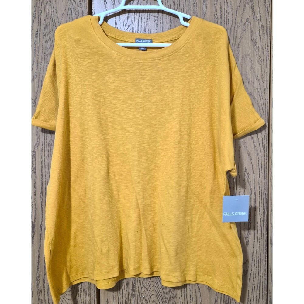 Falls Creek Women's Mustard Short Sleeve Top Blouse Stretchy Size 2X NWT